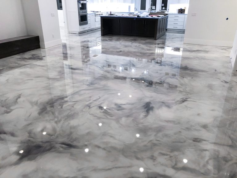 Metallic Marble epoxy base and non-slip top coat